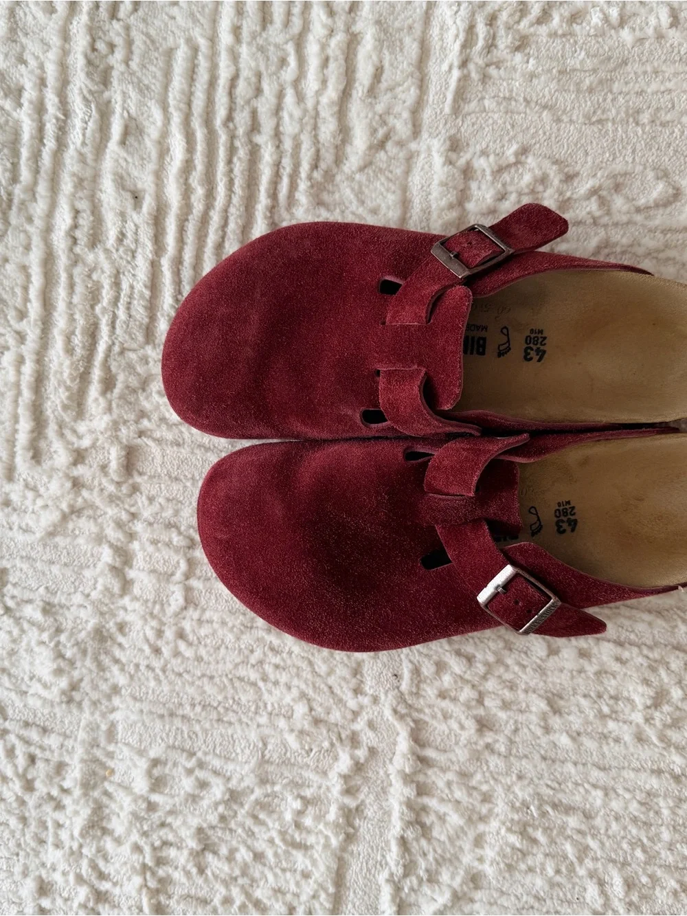 Birkenstock Boston Suede Clog in Wine Red